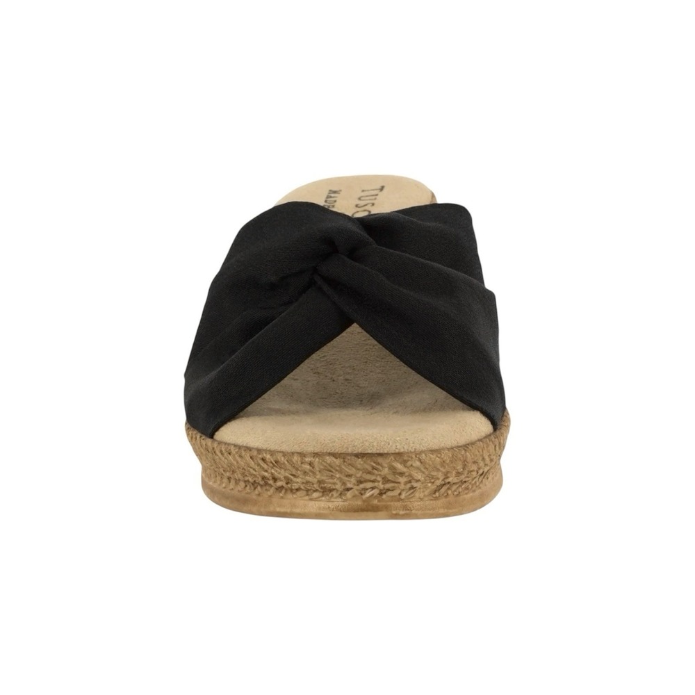 Tuscany by Easy Street‎ Black Fabric Knotted Wedge Sandals Made in Italy Womens - Picture 2 of 5